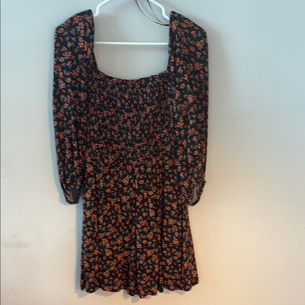Floral Black and Orange Women's Dress